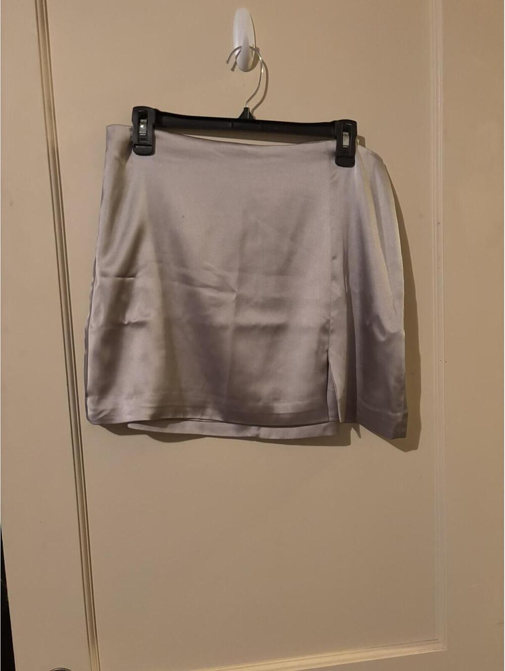 Wild Fable Silver Satin Mini Skirt Size M